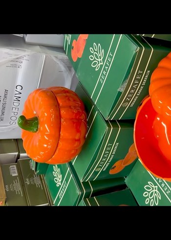 Turuncu Kabak Şeklinde Saklama Kabı - Görsel 3
