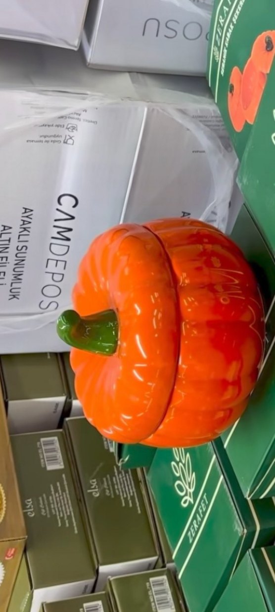 Turuncu Kabak Şeklinde Saklama Kabı - Görsel 2