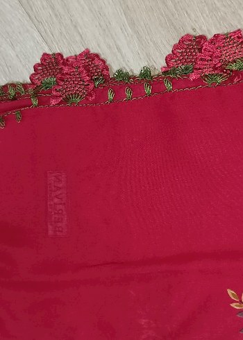 Bordo Dantel Detaylı Kadın Şal - Görsel 2