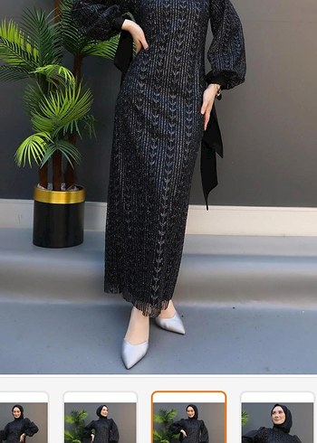 Uzun Kollu Siyah Yılan Desenli Triko Elbise - Görsel 2