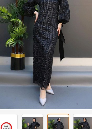 Uzun Kollu Siyah Yılan Desenli Triko Elbise - Görsel 3