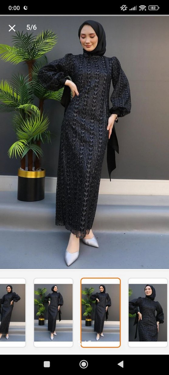 Uzun Kollu Siyah Yılan Desenli Triko Elbise - Görsel 2