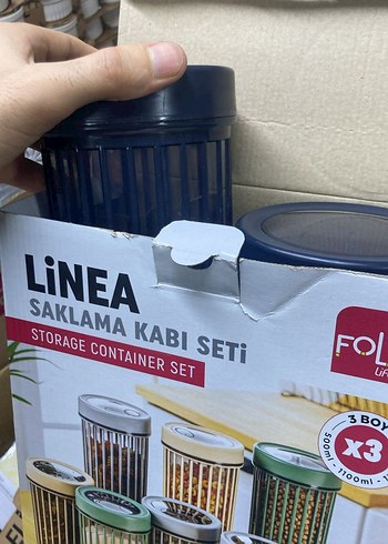LiNEA 3'lü Saklama Kabı Seti - Renkli Kahverengi - Görsel 3