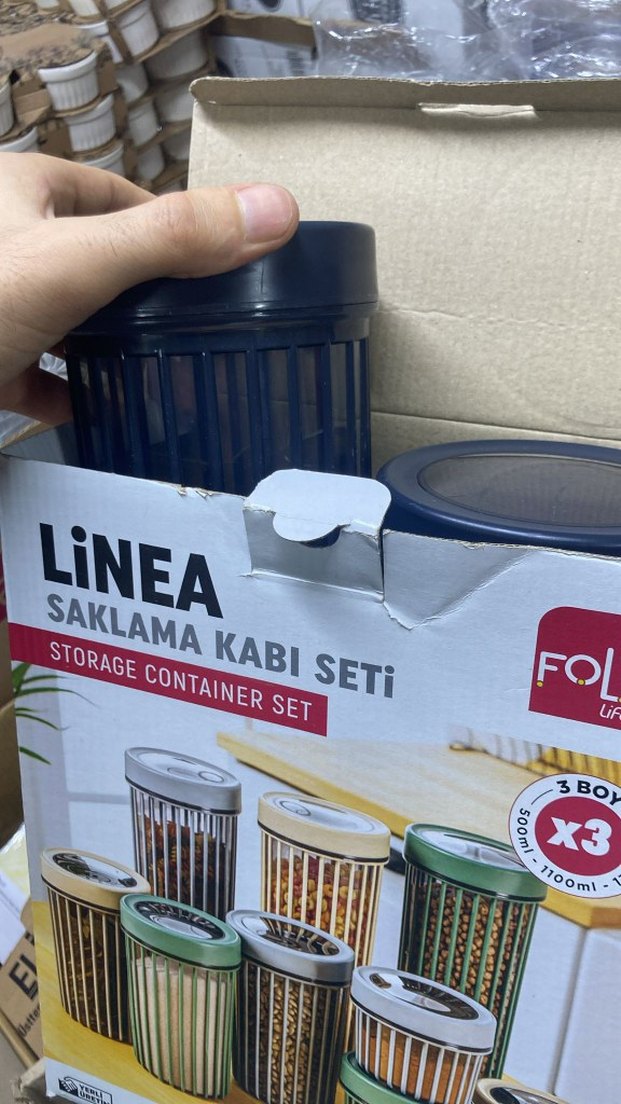 LiNEA 3'lü Saklama Kabı Seti - Renkli Kahverengi - Görsel 3