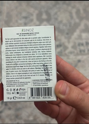 Beden Isinoz No:16 Işıltılı Vücut Stick