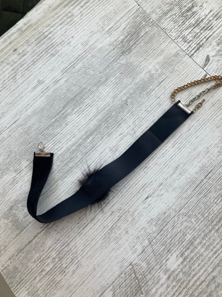 Kürk Detaylı Siyah Gotik Midi Kolye - Görsel 2