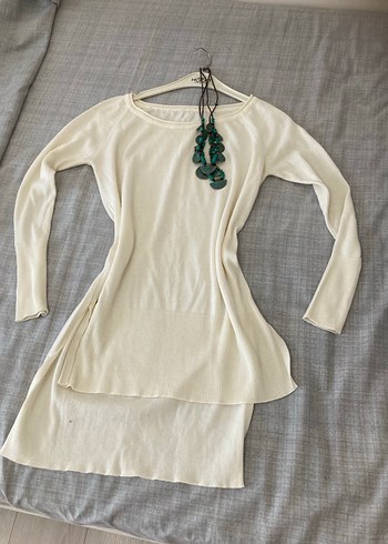 Bohem Beyaz Uzun Kollu Triko Kazak - Görsel 4