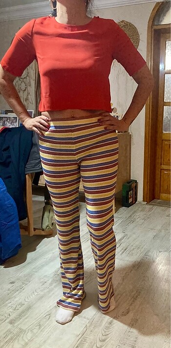 Zara hafif ispanyol renkli tayt pantalon
