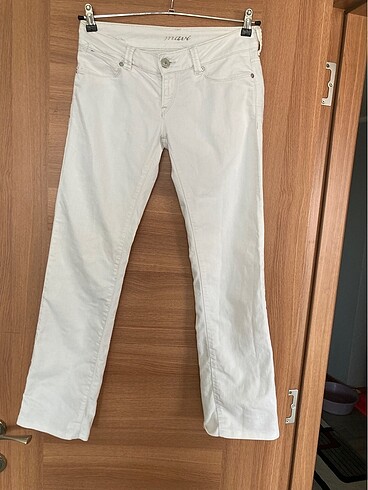 29 Beden beyaz Renk #Y2K# Mavi Vintage beyaz jean pantolon
