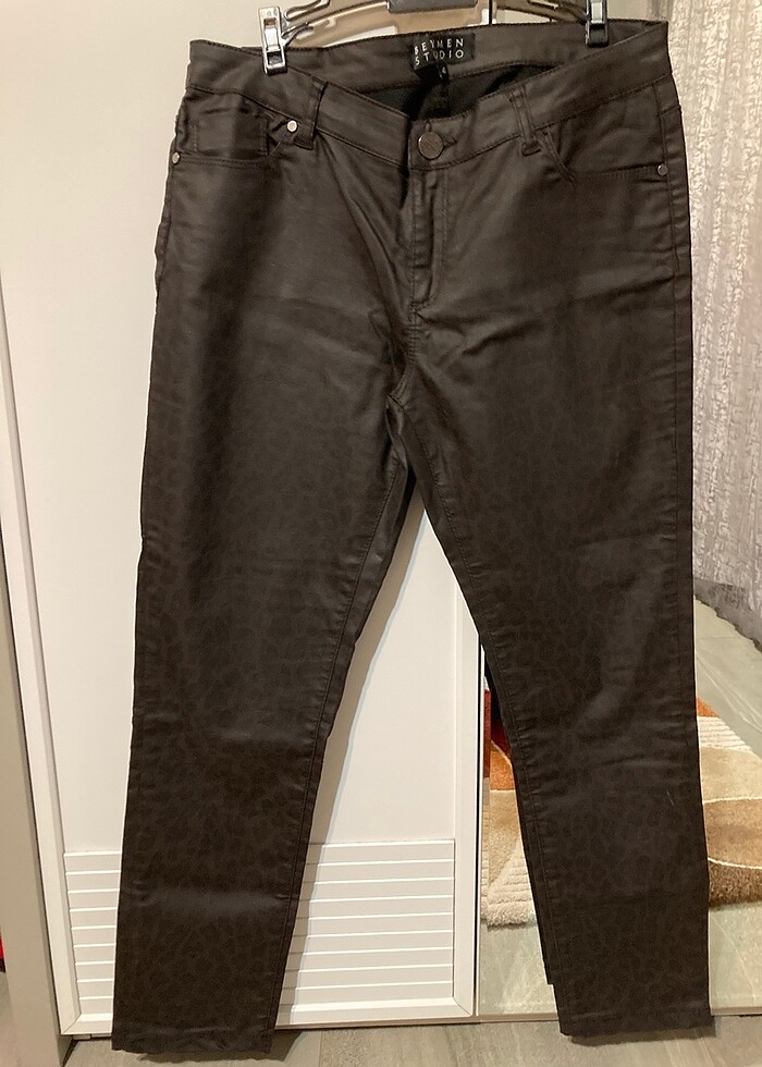 #Y2K# BEYMEN Vintage studio leopar deri pantolon - Görsel 3