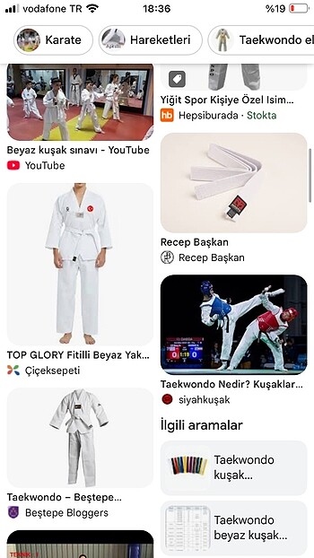 Taekwondo beyaz kuşak kemeri