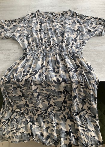 Gri Kamuflaj Desenli Uzun Bohem Elbise - Görsel 5