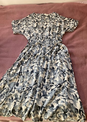 Gri Kamuflaj Desenli Uzun Bohem Elbise - Görsel 3