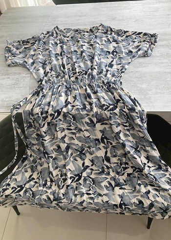 Gri Kamuflaj Desenli Uzun Bohem Elbise - Görsel 6