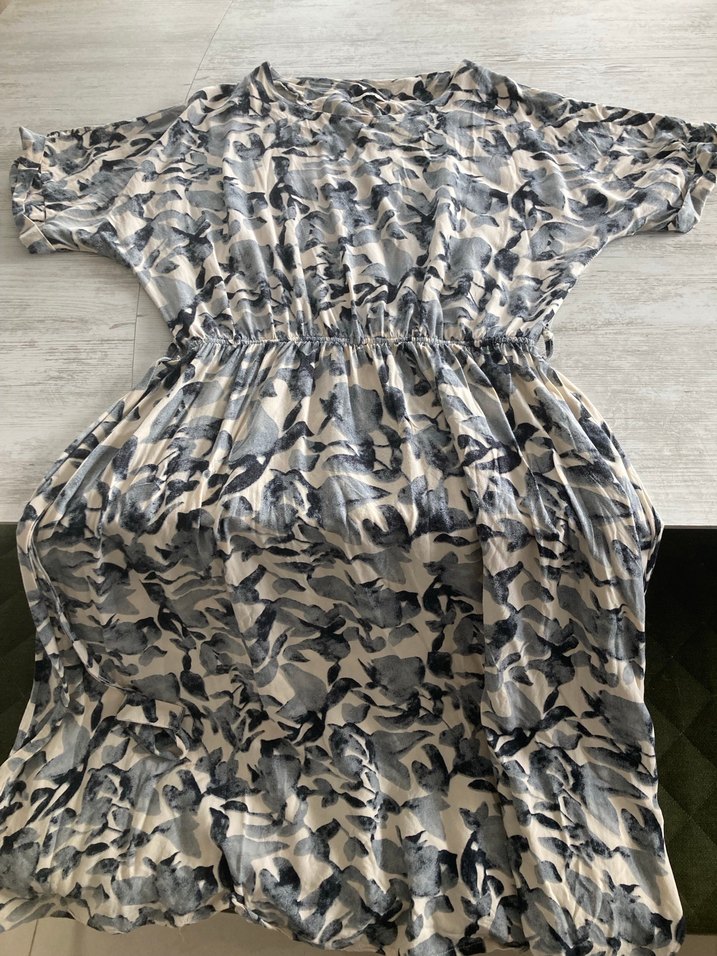 Gri Kamuflaj Desenli Uzun Bohem Elbise - Görsel 5