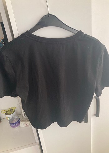 Siyah Kısa Kollu Basic Kadın Crop Tişört - Görsel 5