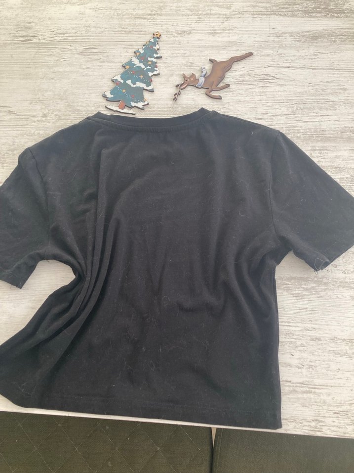 Siyah Kısa Kollu Basic Kadın Crop Tişört - Görsel 4