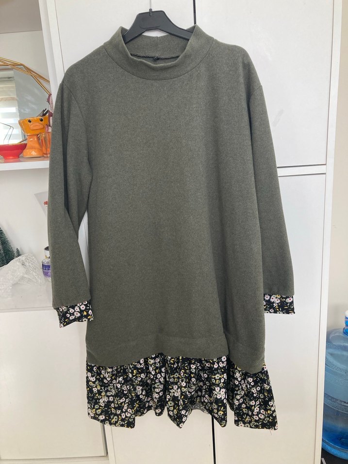 Zümrüt Yeşili Uzun Kollu Tunik Elbise - Görsel 5