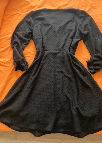 Düğmeli Siyah Midi Uzun Kollu Elbise - Görsel 5