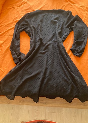 Düğmeli Siyah Midi Uzun Kollu Elbise - Görsel 3