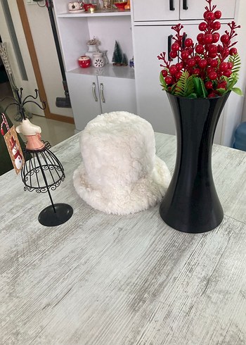 Beyaz Kürklü Bohem Kadın Şapka - Görsel 6