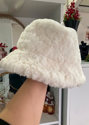 Beyaz Kürklü Bohem Kadın Şapka - Görsel 2