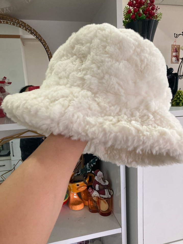 Beyaz Kürklü Bohem Kadın Şapka - Görsel 3