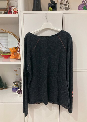 Kadın Gri Uzun Kollu Knitted Sweatshirt - Görsel 2