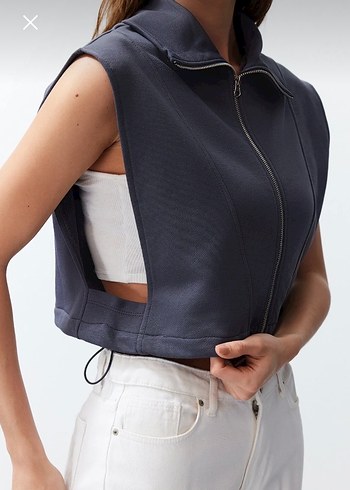 Antrasit Relaxed Dik Yaka Ay Kol Kalın Yelek - Görsel 4