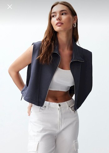 Antrasit Relaxed Dik Yaka Ay Kol Kalın Yelek - Görsel 2