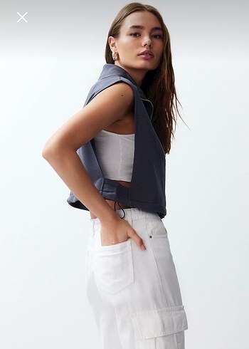 Antrasit Relaxed Dik Yaka Ay Kol Kalın Yelek - Görsel 3