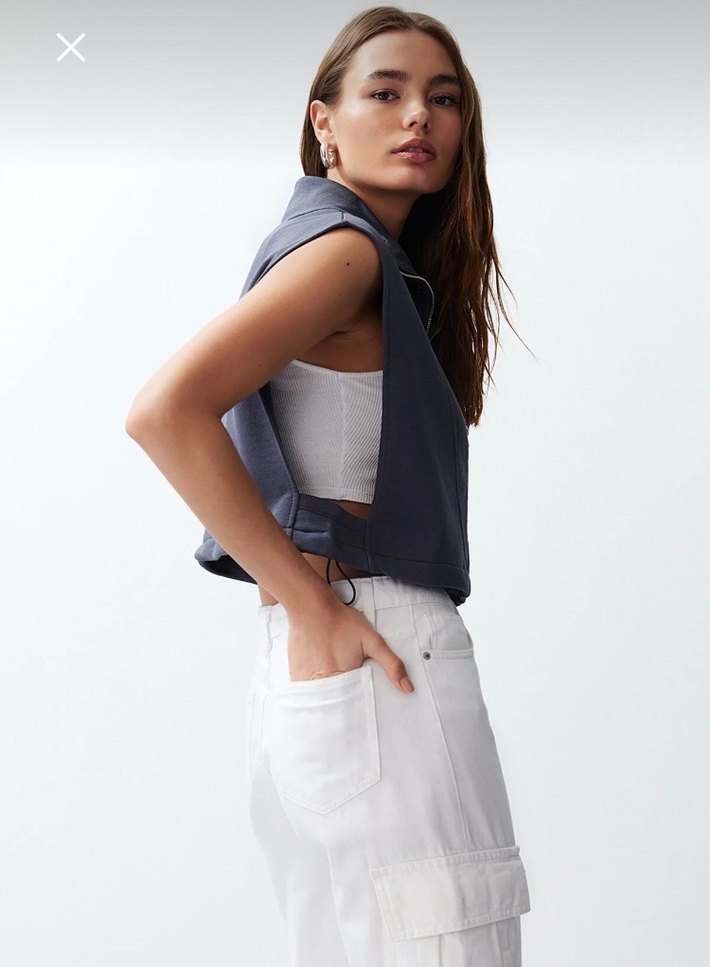 Antrasit Relaxed Dik Yaka Ay Kol Kalın Yelek - Görsel 3