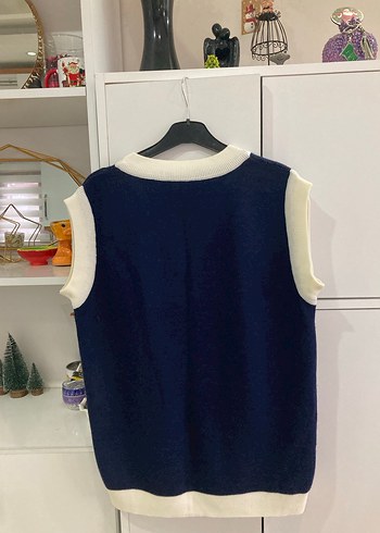 Desenli Örme Mavi Kadın Süveter - Görsel 2