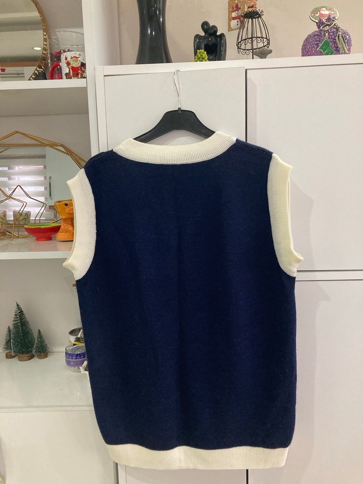 Desenli Örme Mavi Kadın Süveter - Görsel 2