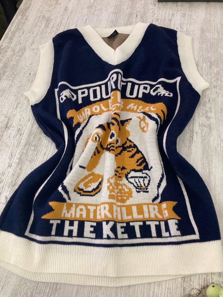 Desenli Örme Mavi Kadın Süveter - Görsel 4