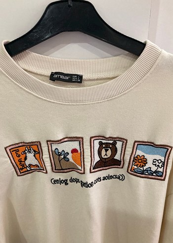 Bej Baskılı Kadın Sweatshirt - Görsel 6