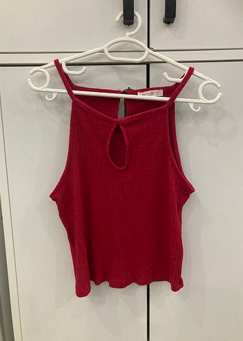 l Beden kırmızı Renk Kırmızı Örme Mini Kolsuz Crop Top