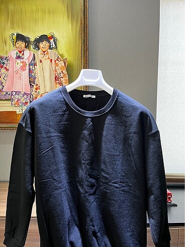 Diğer Siyah Düz Renk Unisex Sweatshirt