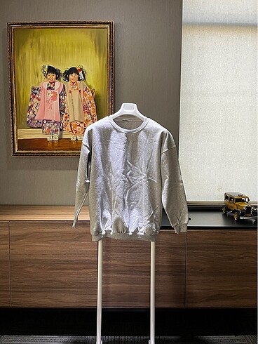Gri Düz Renk Unisex Sweatshirt