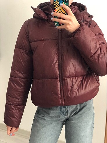 s Beden Bordo Şişme Mont