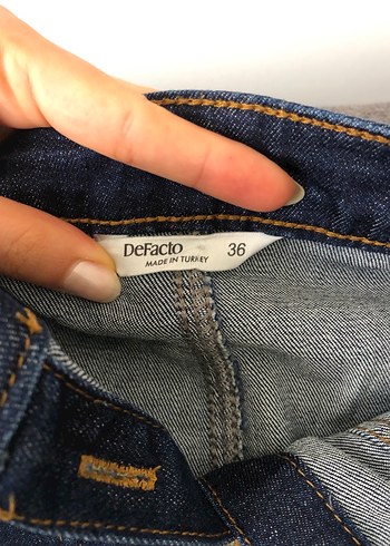 Düğmeli Lacivert Kot Etek - Görsel 5