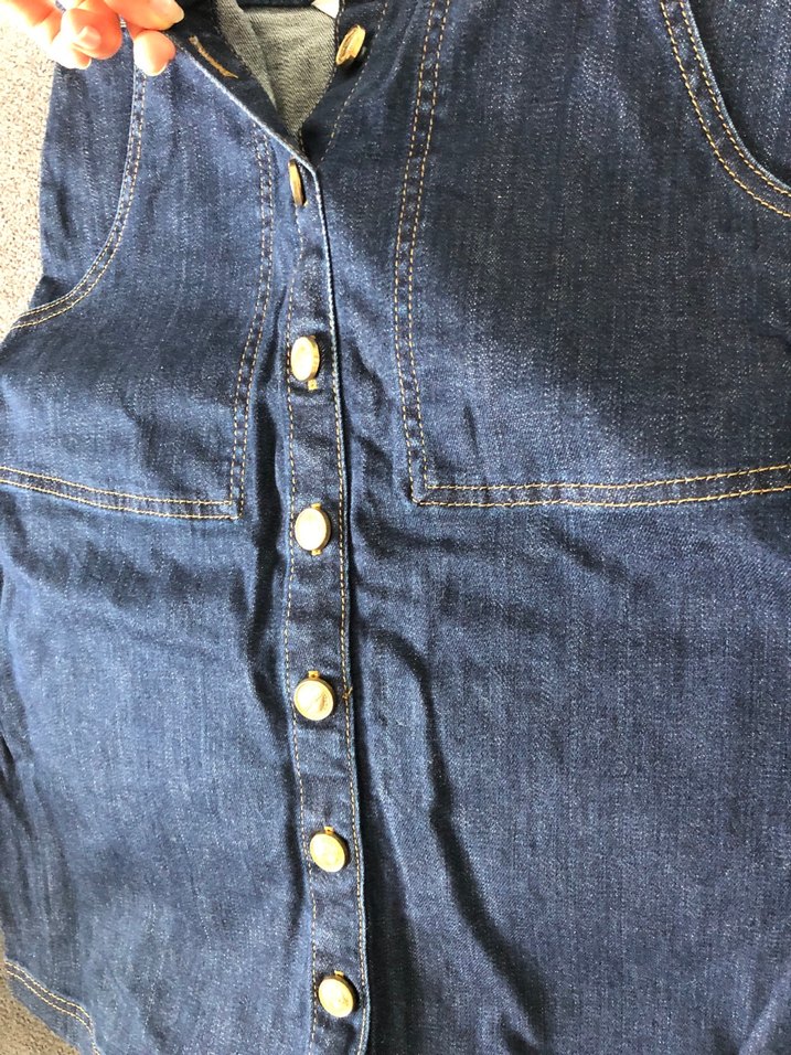 Düğmeli Lacivert Kot Etek - Görsel 3