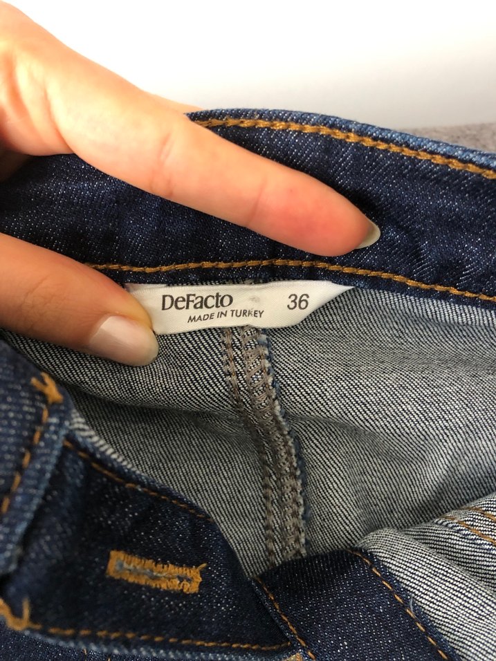 Düğmeli Lacivert Kot Etek - Görsel 5