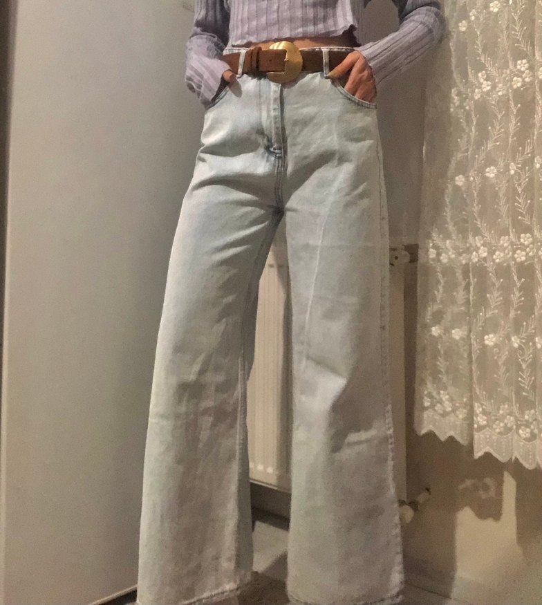 Açık Mavi Bol Kesim Denim Kadın Jean - Görsel 2