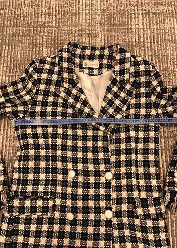 Düğmeli Ekose Kadın Blazer - Görsel 7