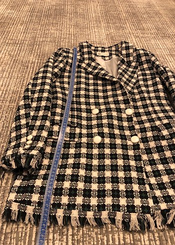 Düğmeli Ekose Kadın Blazer - Görsel 6