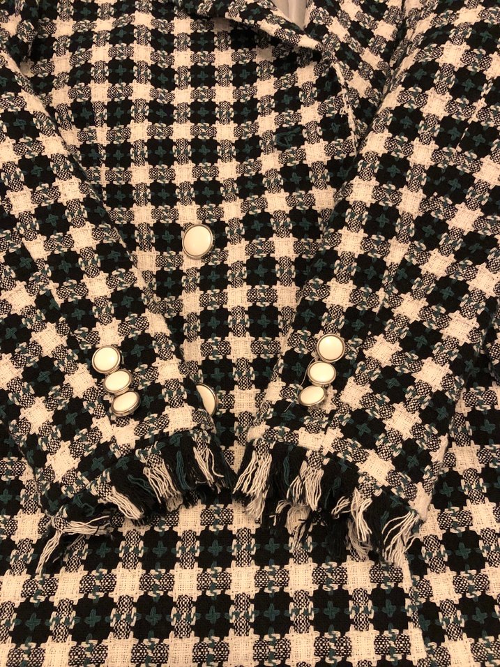 Düğmeli Ekose Kadın Blazer - Görsel 5