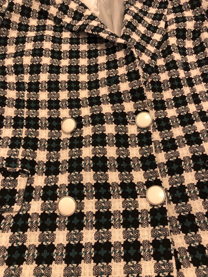 Düğmeli Ekose Kadın Blazer - Görsel 3