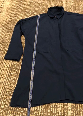 Düğmeli Lacivert Midi Gömlek - Görsel 3