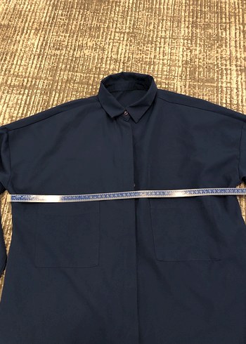 Düğmeli Lacivert Midi Gömlek - Görsel 4